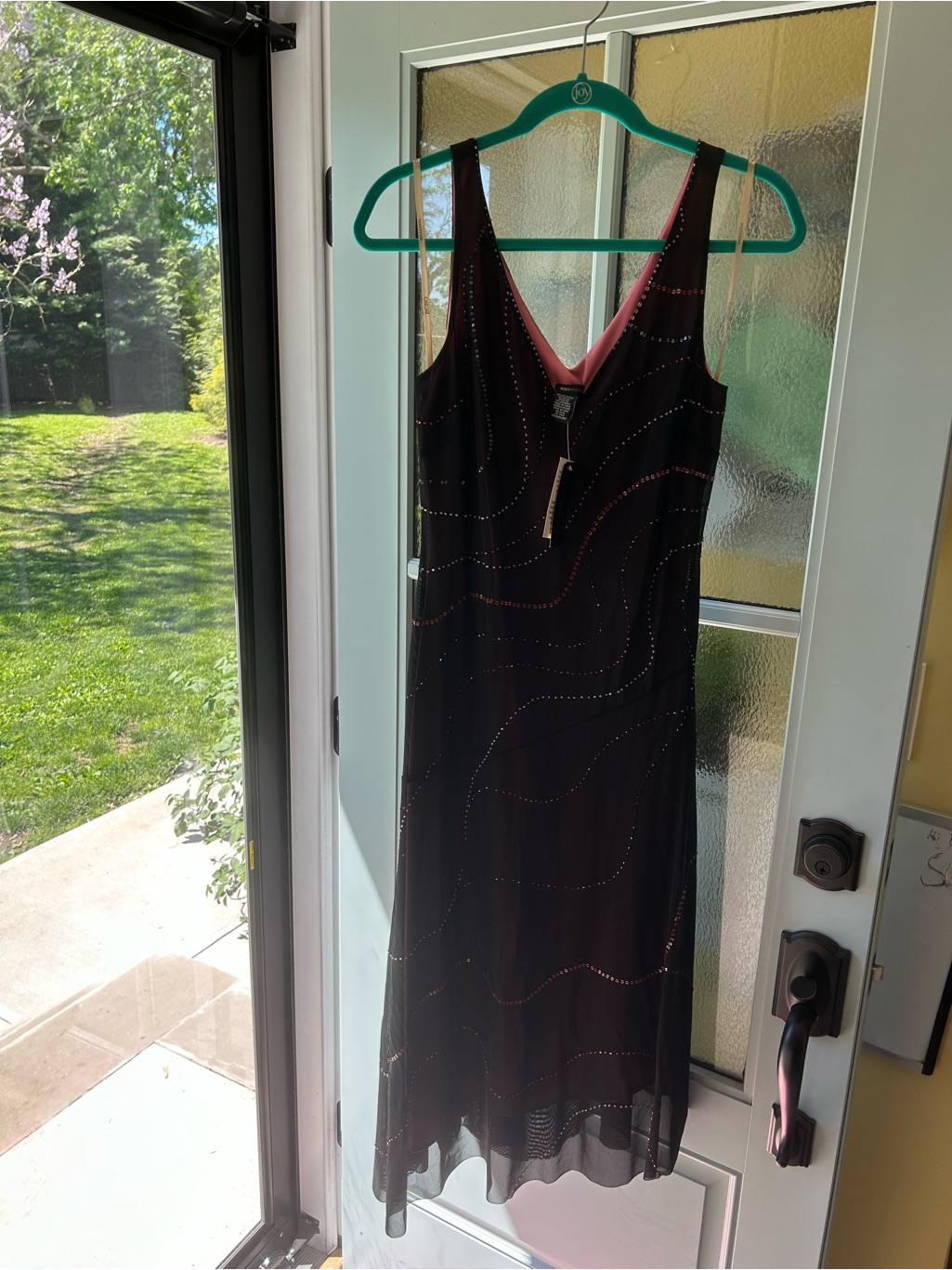 Bcbgmaxazria Black Midi Dress With Pink Lining | Size Medium - New